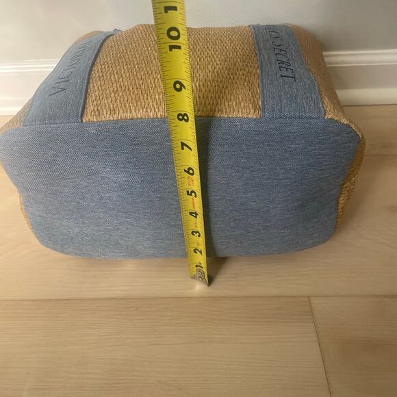 Victoria's Secret Straw Tote Bag with Blue Logo Straps - Large Weekender Bag - Picture 4 of 7